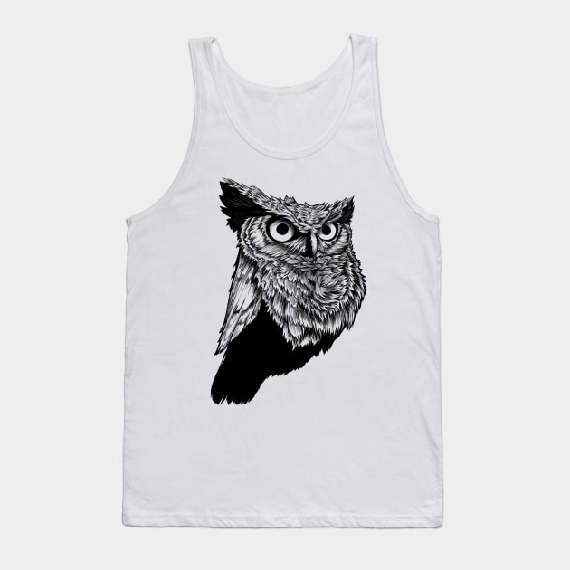 Owl line art with no colors Tank Top by TonyToon